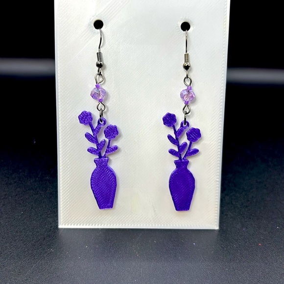 Purple Vase Earrings - Picture 5 of 6